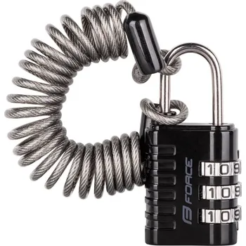 Zámek na kolo FORCE zámek F SMALL 2 spirálový kódový 120cm/3mm, černý