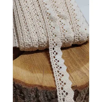 Krajka Bavlněná krajka šíře 15 mm paličkovaná krémová