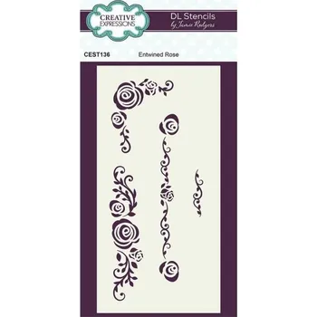 Creative Expressions Plastová šablona 10x20,3cm růžičky