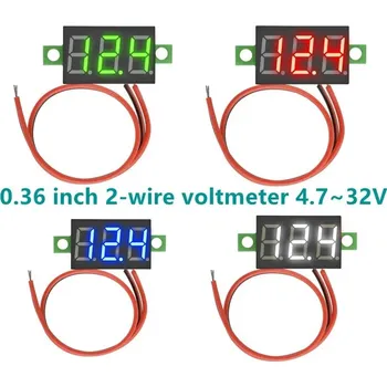 Miniaturní digitální voltmetr LED 4,7V-32V - zelená