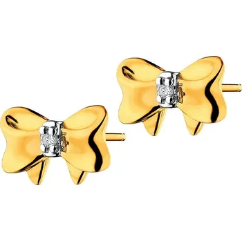 Náušnice Zlaté náušnice s diamanty - mašle - 0,006 ct - ryzost 585 - 109.601