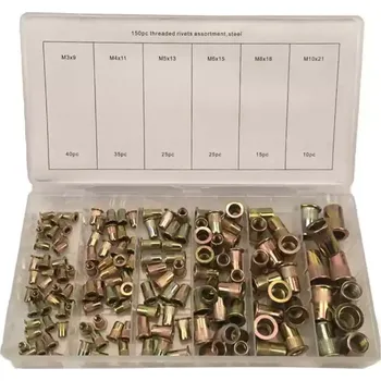 Nýt nýty maticové ocelové, sada 150 dílů - 100-07997