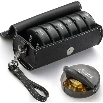 Dávkovač léků Týdenní organizátor tablet na 7 dní - Černá s taškou