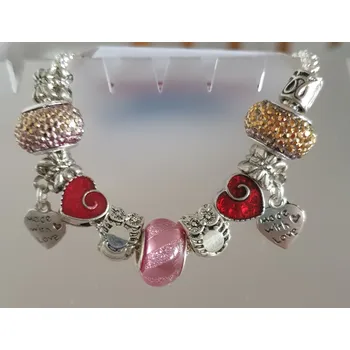 Náramek Náramek hadí ve stylu PANDORA - Valentýn - sovy/srdíčka (délka 18cm)