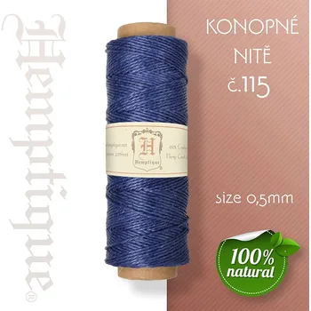 Nit Konopná nit HEMP CORD síla nitě 0,5mm. METRÁŽ Barva č.115 tm.Modrá