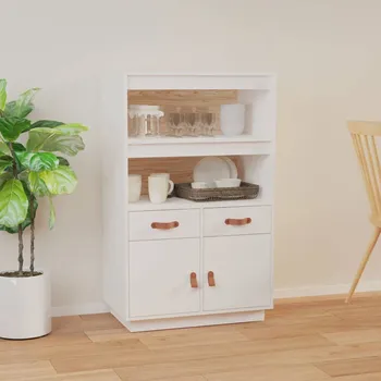 Organizace kuchyně ZBXL Skříň highboard bílá 67 x 40 x 108,5 cm masivní borové dřevo