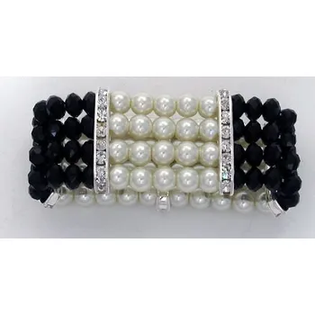 Náramek Náramek perly a černé fasety