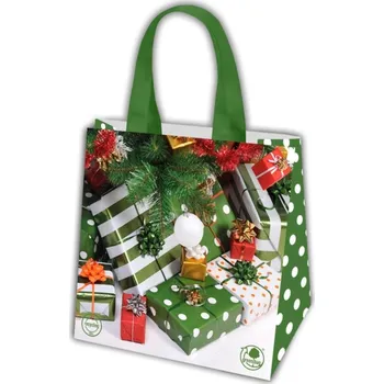 Nákupní taška KPPS Taška vánoční lamino 21l (35x35cm) zelené dárky