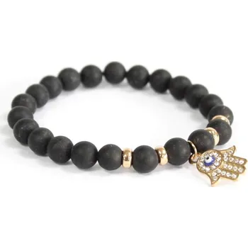 Náramek Náramek Hamsa černý achát