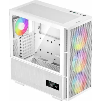 PC skříň DEEPCOOL skříň CH560 Digital / MidT/ 3x140 a 120mm ARGB fan / USB 3.0 / USB-C/ tvrzené sklo / digitální displej / bílá