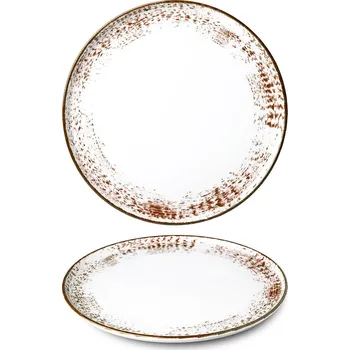 Talíř G. Benedikt | Mělký talíř, hnědý okraj, 29 cm, Optimo hand painted