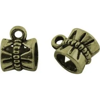 Materiál na výrobu šperku Korálek kovový s očkem - staroměď 10×7mm (2ks)