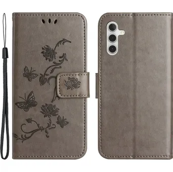 Pouzdro na mobilní telefon Flower knížkové pouzdro na Samsung Galaxy S24 - šedé