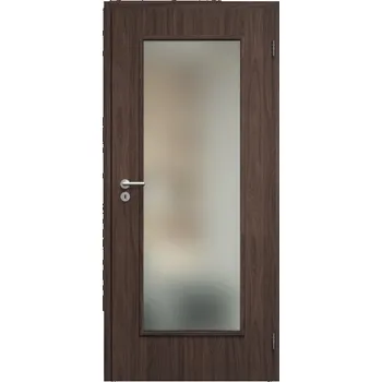 Interiérové dveře SAPELI ELEGANT KOMFORT M40 - CPL LAMINÁT - OTOČNÉ DVEŘE VČ. ZÁRUBNĚ - Ořech Průchozí šířka (cm): 60, Průchozí výška (cm): 197, Typ skla: Satináto bílé