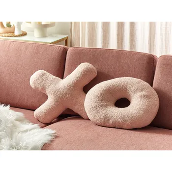 Obývací stěna Sada 2 dekoračních polštářů růžové plyšové čalounění XO dekorace doplňky obývací pokoj ložnice Beliani