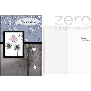 Přání s textem kondolence + obálka - pampeliška