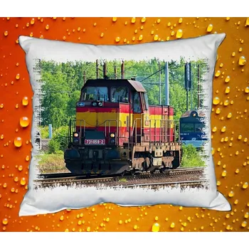 Dekorativní polštářek Polštářek s lokomotivou 731 059-2 (polštář v vlakem / parní lokomotiva / železnice)