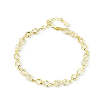 Náramek Dámský pozlacený stříbrný náramek s nekonečnem a zirkony 17-20 cm SVLB0386XD5GO18 + dárek zdarma
