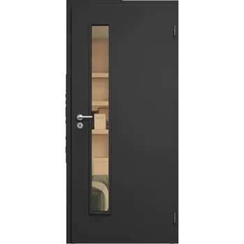 Interiérové dveře SAPELI ELEGANT KOMFORT M60 - CPL LAMINÁT - OTOČNÉ DVEŘE VČ. ZÁRUBNĚ - Černá grafit Průchozí šířka (cm): 90, Průchozí výška (cm): 197, Typ skla: Planibel bronz