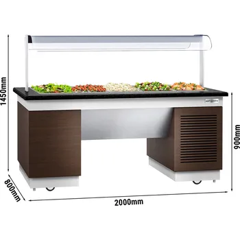 Vinotéka G.Gastro Chladicí vana - Bufetový ostrůvek - 2,0 x 0,8 m - 5x GN 1/1