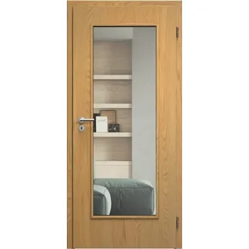 Interiérové dveře SAPELI ELEGANT KOMFORT M40 - DÝHA - OTOČNÉ DVEŘE VČ. ZÁRUBNĚ - Dub natur Průchozí šířka (cm): 120, Průchozí výška (cm): 197, Typ skla: Čiré sklo