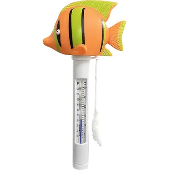 Plovoucí teploměr s provázkem - tropická rybka oranžová/zelená