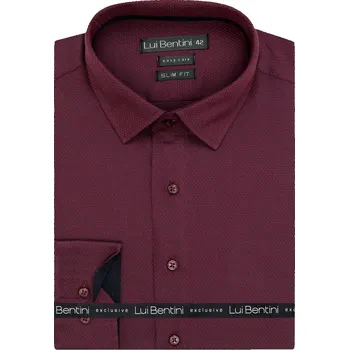 Pánská košile Pánská košile Lui Bentini, vínovo-černá vzorovaná LDS234, dlouhý rukáv, slim fit, vel. 41