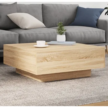 Obývací pokoj vidaXL Konferenční stolek s LED osvětlením 80 x 80 x 31 cm [836590] Barva: dub sonoma