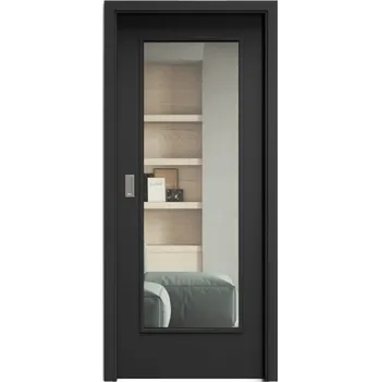 Interiérové dveře SAPELI ELEGANT KOMFORT M40 - CPL LAMINÁT - POSUVNÉ DVEŘE VČ. ZÁRUBNĚ - Černá grafit Průchozí šířka (cm): 60, Průchozí výška (cm): 197, Typ skla: Čiré sklo