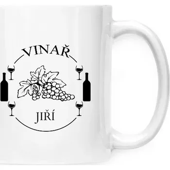 Hrnek malý bílý s potiskem Vinař jméno hrnek