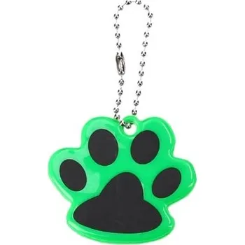Klíčenka tlapka - reflexní (zelená) (Přívěšek na klíče zvířecí tlapka)