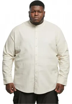 Pánská košile Urban Classics Cotton Linen Stand Up Collar Shirt Softseagrass