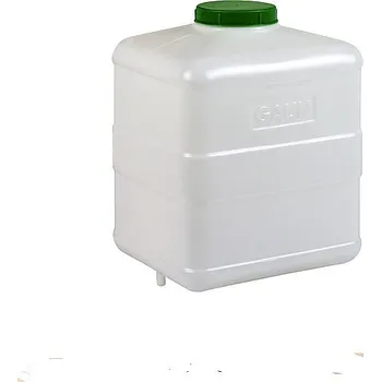 Zásobník bílý plastový na vodu s vývodem 20L - k aut. napáječkám pro drůbež, králíky, exoty.