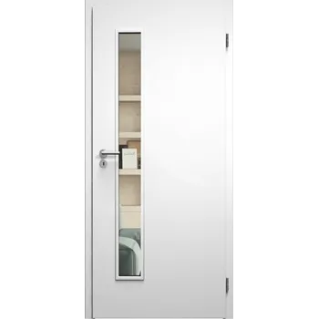 Interiérové dveře SAPELI ELEGANT KOMFORT M60 - CPL LAMINÁT - OTOČNÉ DVEŘE VČ. ZÁRUBNĚ - Bílá hladká Průchozí šířka (cm): 80, Průchozí výška (cm): 210, Typ skla: Čiré sklo