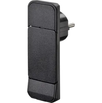 Elektrická zásuvka NVB 104548 plochá zástrčka SchuKo plast S pomůckou po vytažení 230 V černá IP20