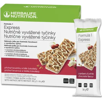 Herbalife Formula 1 Express Nutričně vyvážené tyčinky - Brusinka a bílá čokoláda