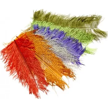 Krátké strakaté pštrosí peří Veniard Barred Short Ostrich červená