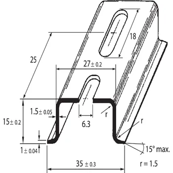 Rozvaděč SCHMACHTL Lišta DIN 35x15 perforovaná šířka otvoru 6,3mm pozink pasivovaná 2000mm PR-TS 35/CF6
