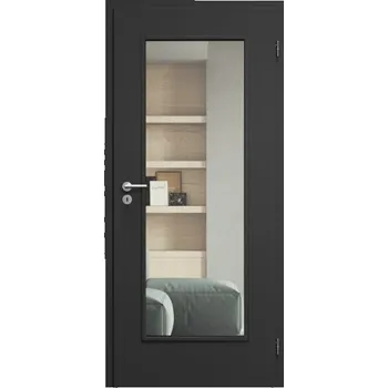 Interiérové dveře SAPELI ELEGANT KOMFORT M40 - CPL LAMINÁT - OTOČNÉ DVEŘE VČ. ZÁRUBNĚ - Černá grafit Průchozí šířka (cm): 80, Průchozí výška (cm): 210, Typ skla: Čiré sklo