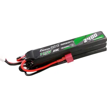Baterie pro airsoftovou zbraň Gens ace Akumulátor Li-Po 11,1V 2400mAh 25C 125x20x10mm (3x) - DeanT