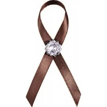 Svatební dekorace Svatba-eshop Svatební vývazek s brožičkou hnědý - hnědé svatební vývazky, voničky