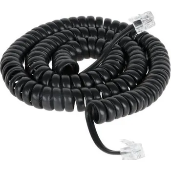 Síťový kabel Kabel telefonní RJ11 - 6P4C - 6P4C, 2,1m, kroucený černý