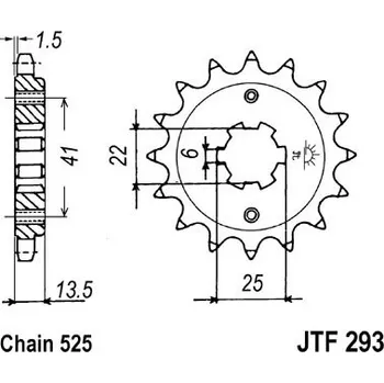Řetězová sada pro motocykl Řetězové kolečko JT JTF 293-14 14 zubů, 525