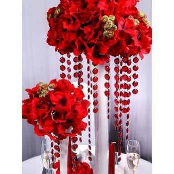 PartyDeco Dekorační krystalová girlanda 18 mm burgundy 1 m - Girlandy na svatební výzdobu