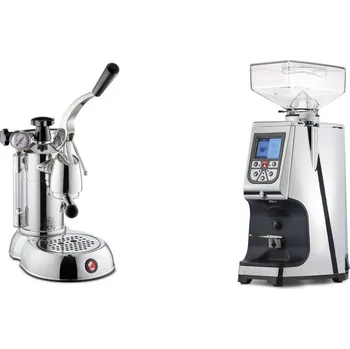 Příprava kávy La Pavoni Stradivari Professional Lusso + Eureka Atom 60, chrome