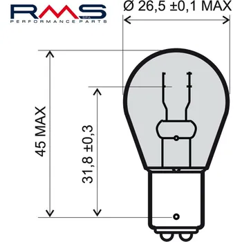 Autodoplněk Žárovka RMS 246510465 12V 21W, BAU15S S25 oranžová