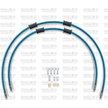 Hadice přední brzdy sada Venhill POWERHOSEPLUS HON-4007F-TB (1 hadice v sadě) průhledně modré hadice, chromové koncovky