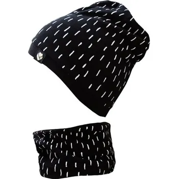 Čepice Emitex Bavlněná čepice s nákrčníkem černá čárka / černá dvouvrstvá M