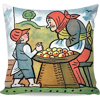 Polštář Dětský polštářek JOSEF LADA BYLA JEDNA BABKA, zelený, 40x40cm