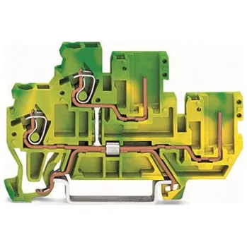 modulární přístroj a rozvaděč WAGO Svorka 870-107 základní dvoupatrová – 2 vodiče / 2 piny Vidlicová pro ochranný vodič – 2 vodiče / 2 piny 2,5 mm², zelenožlutá 870-107